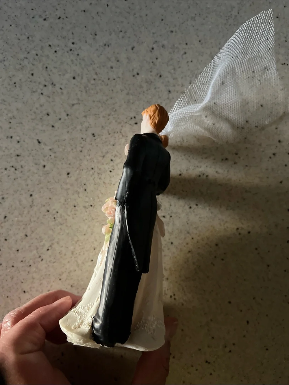Classic Bride and Groom Wedding Cake Topper - White & Black